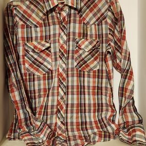 Youngbloods Authenis Western Red and Blue Plaid Button Down Shirt